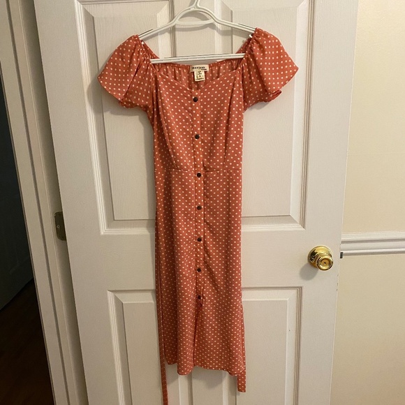 Monteau LA Pink Dress with White Polka Dots Fit and Flare Size S - Picture 3 of 5